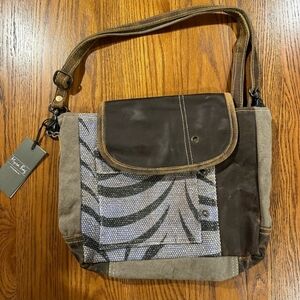 Myra Bag Brown, Gray & Tan Mixed-Material Crossbody